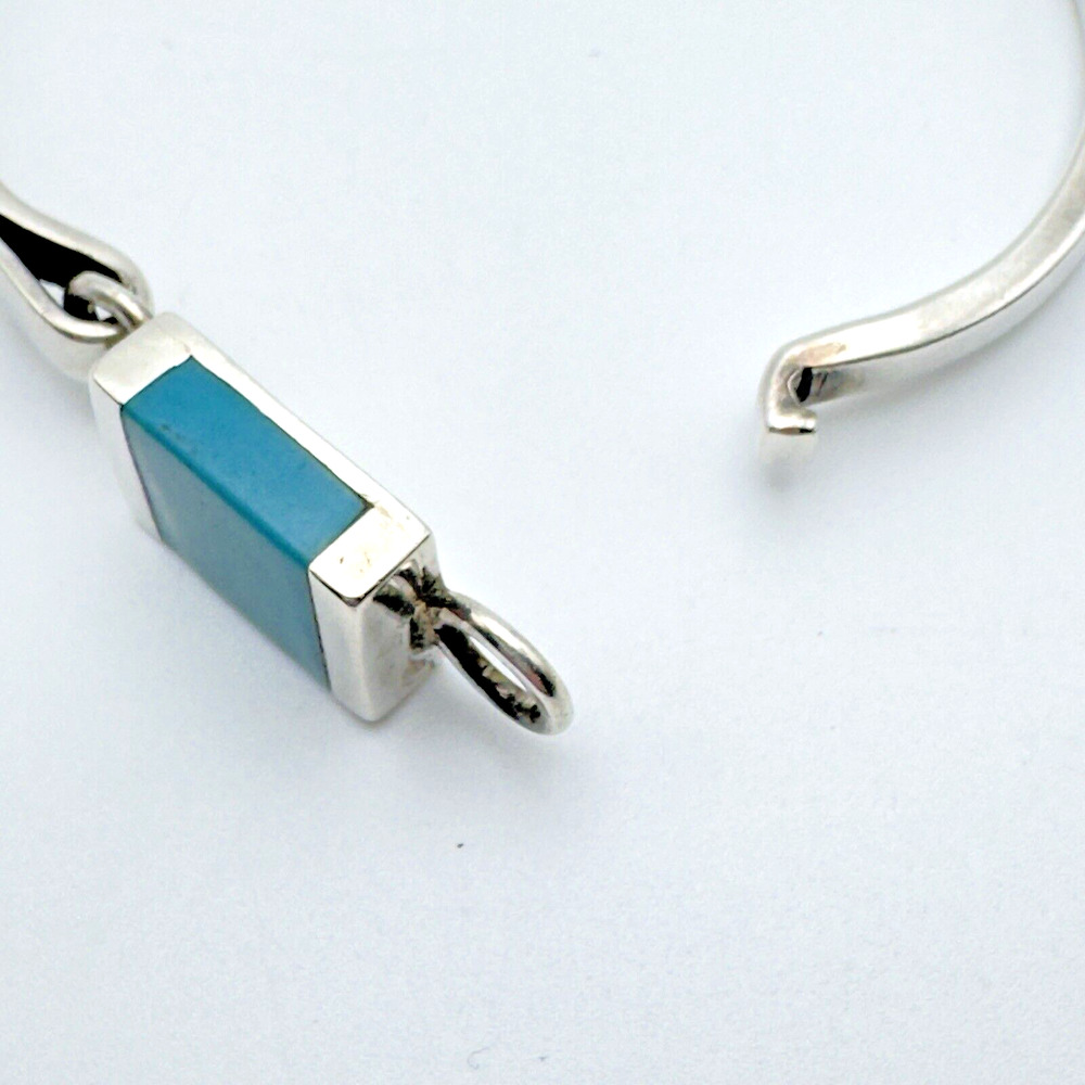 Taxco Sterling Silver Turquoise Bangle Bracelet Size 6.5 Mexico Hook Closure 25g - Picture 4 of 9